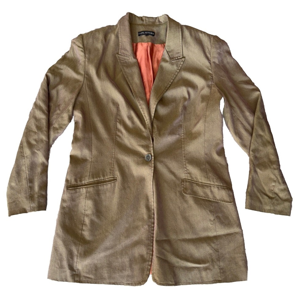 Vintage Blazer Long Jacket Single Breasted Preppy Academia Iridescent Army Green
